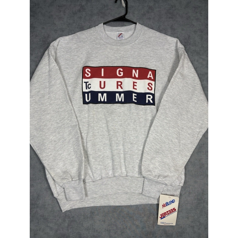 Vintage 80s Jerzees Signature Summer Sweatshirt XL USA Deadstock NWT Gray